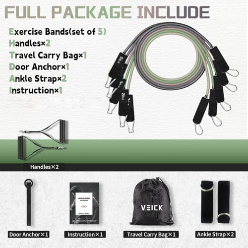 VEICK Resistance Bands with Handles, Exercise Tube Bands Set for Workouts