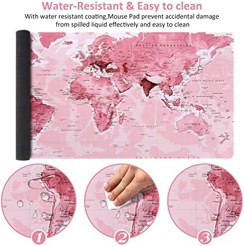 iCasso Gaming Mouse Pad,35.4x15.7 in Desk Pad,Pink World