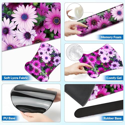 Desk Mat Set Keyboard and Mouse Pad with Wrist Rest Support