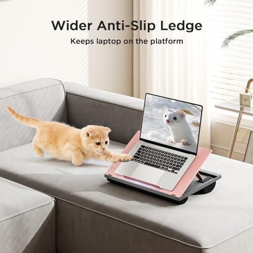 HUANUO Lap Desk with 8 Adjustable Angles – Up to 15.6" Laptop, Pink