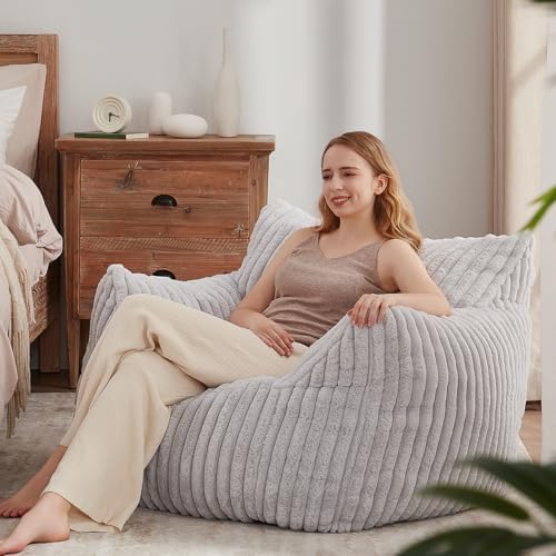 Achicsofar Bean Bag Chair for Adults Teens, Giant Faux Fur Beanbag Armchair