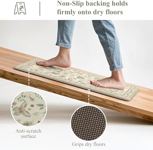 LEEVAN Anti Fatigue Kitchen Mats for Floor, Cushioned Kitchen Mat Set 2PCS