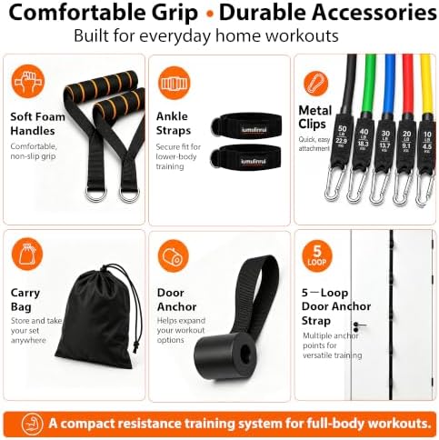 Resistance Bands Set with Handles and Door Anchor for Full Body Workout