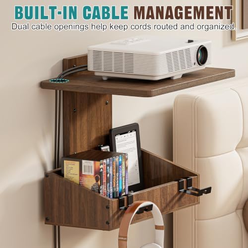 2-Tier Floating TV Wall Shelf With Video Game Storage, Controller Holder