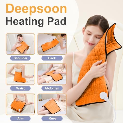 Heating Pad,Electric Heating Pads,Heating Pad for Back,Orange,24x12 Inch