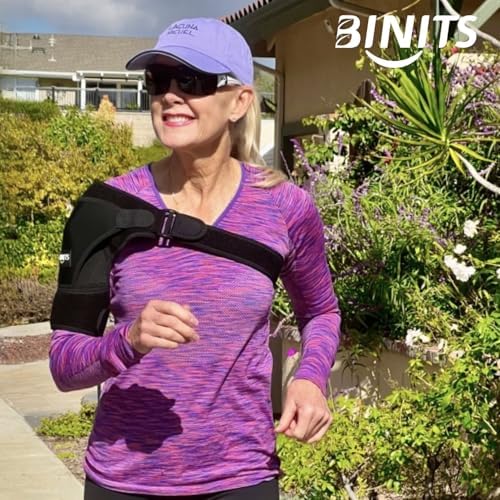 Shoulder Brace for Torn Rotator Cuff, Tendonitis, Shoulder Pain Relief, Dislocation, Adjustable Arm Sling Shoulder Support Fit Sleeve Wrap for Men & Women（Black L-XL）