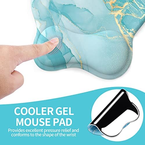 eulps Mouse Pad with Wrist Rest, Comfortable Computer Mousepad with Gel Wrist Support Smooth Surface and Non-Slip PU Base for Pain Relief, Laptop, Office & Home (Blue Marble)