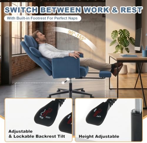 500LBS Big and Tall Office Chair, Ergonomic Cross Legged Desk Chair