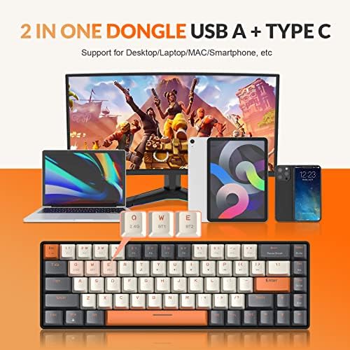 MAGIC-REFINER RK68 Compact 68 Keys Wireless Mechanical Gaming Keyboard