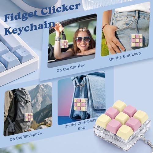 Keyboard Fidget Toy, Creamy Fidget Clicker Keyboard Fidget Keychain, Button Fidget Gifts for Adults, Boost Focus & Ease Anxiety Anywhere — Perfect Stress-Relief Gift (3×3 Grid Layout A-D)