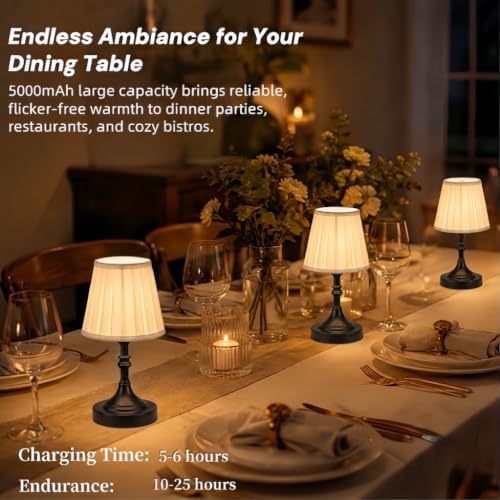 Balck Small Cordless Table Lamp Rechargeable - Kitchen Countertop Tabletop