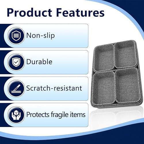 2 Sets Drawer Organizer Compatible with Alex, 14 Pcs Modular Felt Tray Storage Set, Drawer Organizers for Ikea Alex ideal for Office, Vanity, Bedroom and Dresser Drawers