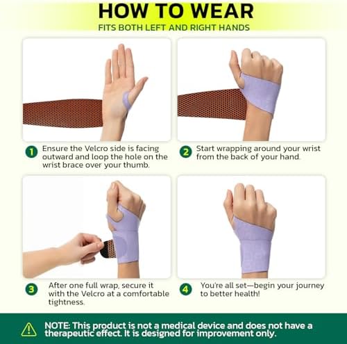 Adjustable Wrist Brace for Pain Relief, Carpal Tunnel & Tendonitis Support – Ergonomic Compression, Breathable & Anti-Slip Design, Fits Left & Right Hand, Ideal for Sports, Gaming & Office Use Purple