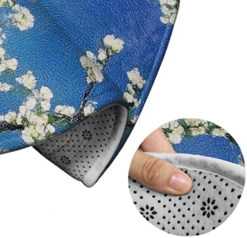 Highly Premium Quality Floor Mat, Office Chair Decor Mat, Room Sofa Yoga Soft Round Carpet Beautiful Apricot Flower Blossom Art, 24inch