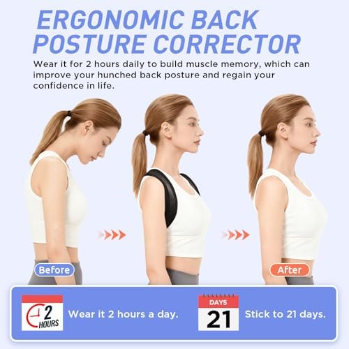Posture Corrector for Women and Men, Adjustable Back Brace Posture Corrector for Upper & Mid Spine Support, Breathable Back Brace for Improving Neck, Shoulder and Back Posture Pain Relief