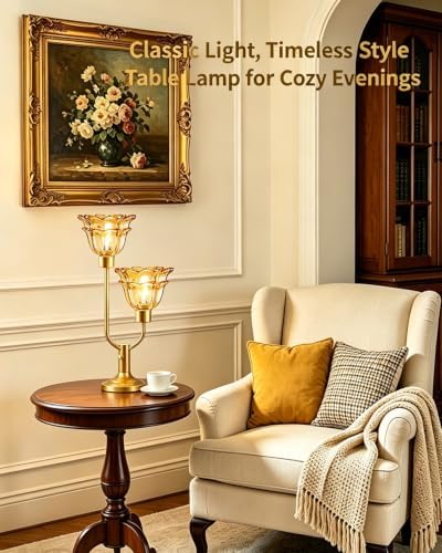Mid Century Modern Flower Gold Table Lamp Dimmable Vintage Gift