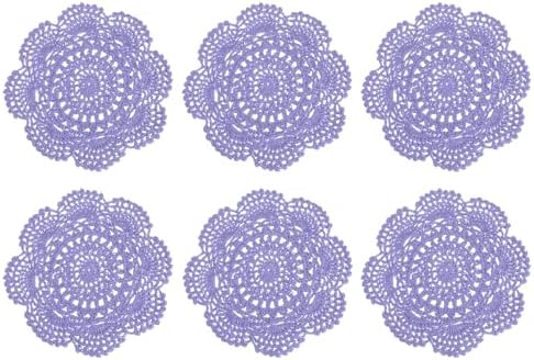 uxcell 6 Pcs Crochet Handmade Placemat Doilies for Table 7.9" Light Purple