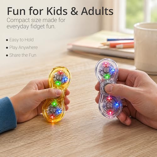 LED Fidget Spinner 2 Pack, Light Up Sensory Fidget Toys for Kids