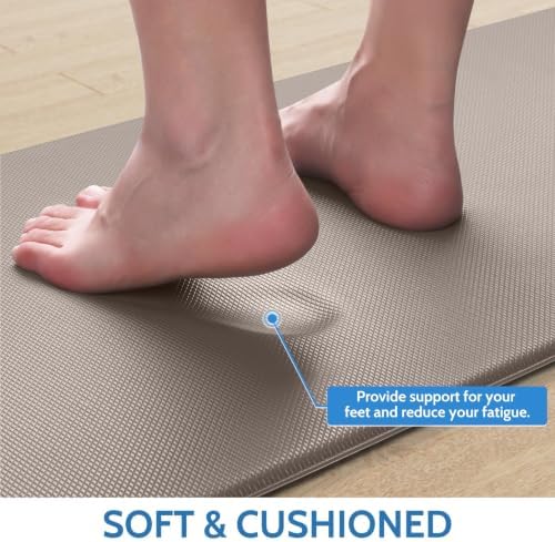 StepLively Kitchen Mat for Floor 2 PCS, Anti Fatigue Rugs, Khaki