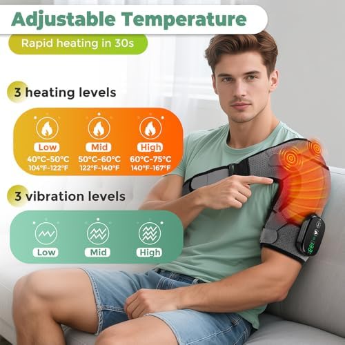 Cordless Shoulder Heating Pad, FSA Eligible Heated Shoulder Massager