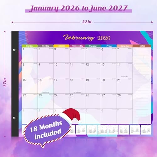 Large Desk Calendar 2026-2027,Jan 2026-Jun 2027,Gannyfer 18-Month Calendar