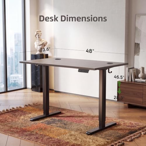 Claiks 48 Inch Electric Standing Desk Adjustable Desk, Dark Black