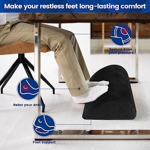 Foot Rest for Under Desk at Work,Office Desk Accessories with Soft Foam and Washable Removable Cover, Foot Stool for Office, Car, Home to Foot Support and Relax Ankles, Black (Pack of 2)