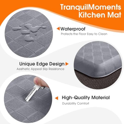4/5 Inch Extra Thick Kitchen Mats for Floor,Non Slip Anti Fatigue Kitchen Rugs,Waterproof Stain Resistant Sink Mat,Cushioned Standing and Comfort Mats for Office (17"x24" Grey)