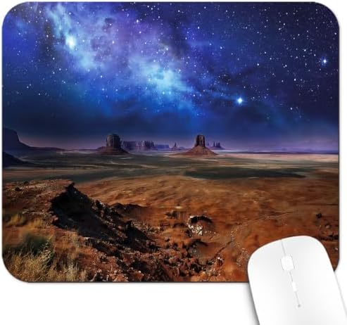 9.5x7.9 Inch Office/Gaming Mouse Pad, Starry Milky Way Over Monument Valley Western Desert Night Sky Galaxy, Cute Anti-Slip Mat for Desk Decor