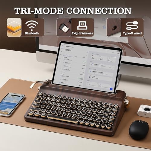 YUNZII QL75 Retro Typewriter Hot Swap RGB Keyboard (Wood, Onyx Switch)