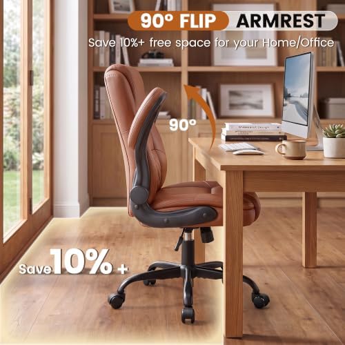 Office Desk Chair, Ergonomic Computer Chair with Flip-Up Arms
