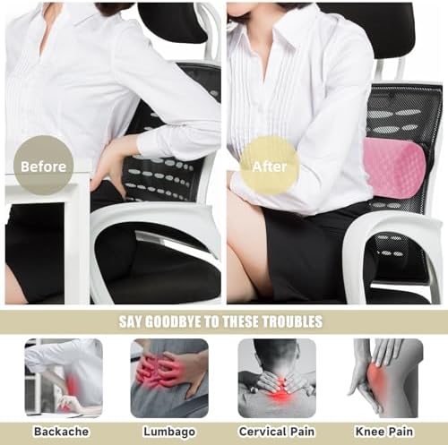 Lumbar Roll Pillow for Lower Back Support, Foam Cushion,Pink, 15 * 4.3''