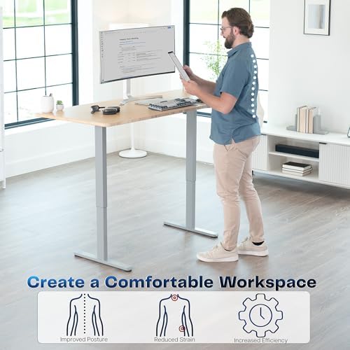 VIVO Gray Dual Motor Electric Standing Desk Frame, DESK-E-200G