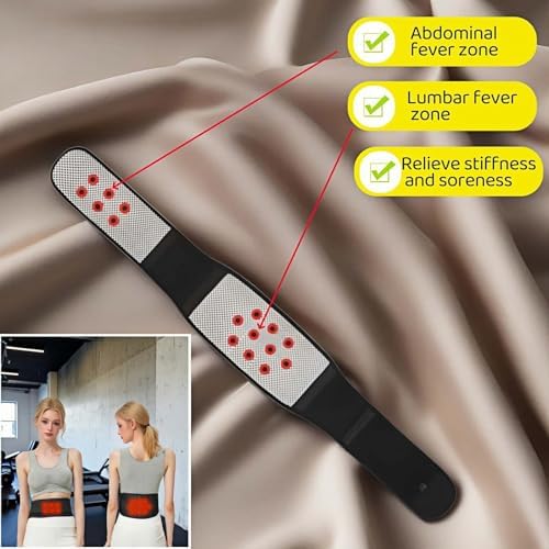 Self heating lumbar support strap suitable for both men and women - adjustable back support with thermal therapy, used to relieve lumbar discomfort, posture support (XXL) (Pack of 2)