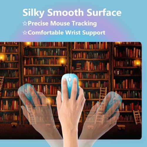Fantasy Old Bookshelf Large Mouse Pad, Vintage Grand Library Desk Mat