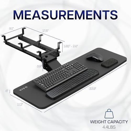 VIVO Premium Black Under Desk 34 x 11 in Keyboard Tray, MOUNT-KB34P-B