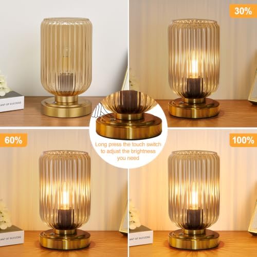 LightRound Cordless Table Lamp for Bedroom, Touch Stepless Dimmable, Modern