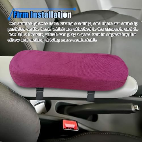 BDZMC 2PCS Car Seat Armrest Covers, Soft & Comfortable Office Chair Arm Pad, Anti-Scratch Car Armrest Cushion, Universal Car Armrest Pillow Protector Cover for Most Cars (Purple)