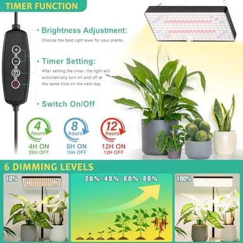 LBW Desk Grow Light, 214 LEDs Full Spectrum Plant Light for Indoor Plants