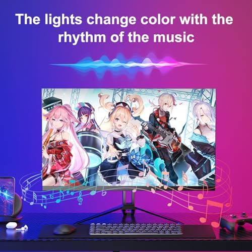 pc sync Light bar，LED Light Strips Deliver Synchronized Lighting Effects with Screen Colors and Music, Compatible with Win/Mac Systems. (PC Sync Light (for 27-inch Models))