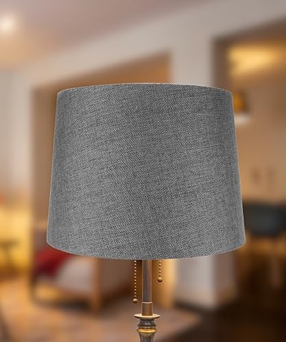 12x14x10 Hardback Drum Lamp Lampshade Granite Grey with Brass Spider fitter - Perfect for table and Desk lamps - Medium, Grey