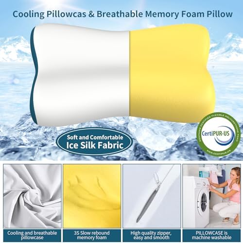 Cervical Neck Pillow - Contour Memory Foam Pillows for Deep Sleep Ergonomic Pillow Cooling Bed Pillow for Neck Support Pillow for Sleepers