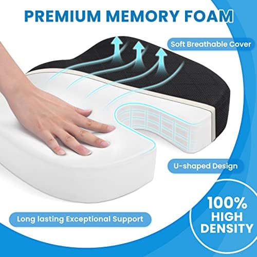 TushGuard Seat Cushion, Office Chair Cushions, Car Seat Cushion, Non-Slip Sciatica & Back Coccyx Tailbone Pain Relief Chair Pad for Computer Desk, Wheelchair, Driving (Black, X-Large) (Pack of 2)