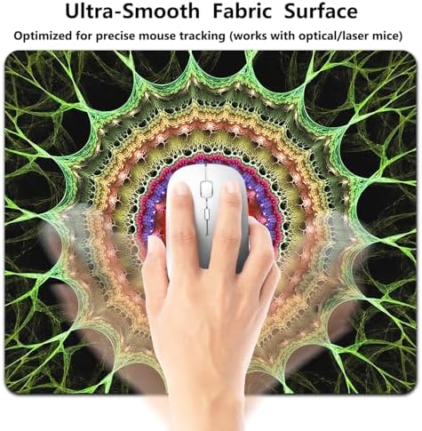 9.5x7.9 Inch Office/Gaming Mouse Pad, Amazing Organic Floral Vibrant Fractal Mandala Design Cute Anti-Slip Mat for Desk