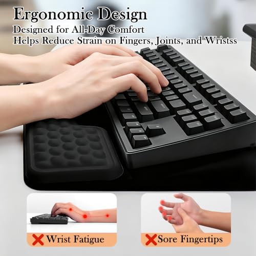 2 in 1 Ergonomic Keyboard Wrist Rest & Mouse Pad Set Adjustable Angle Keyboard Stand Riser Tray with Storage Pen Slot Slow Rebound Memory Foam Wrist Support Pad for Office Home School