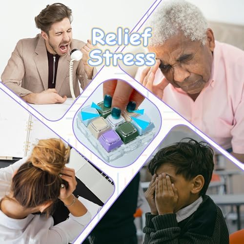 Double Layer Keycap Keyboard Fidget Toy, Keyboard Fidget Keychain 9-in-1 Keyboard Decompression Button Finger Clicker Toys, Click Buttons Fidget Toy ADHD Sensory Fidget Toy Stress Relief Gifts（Color