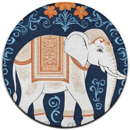 Fashion Round Area Rug Large Non Slip Carpet Unisex Home Decor Mat Elephant