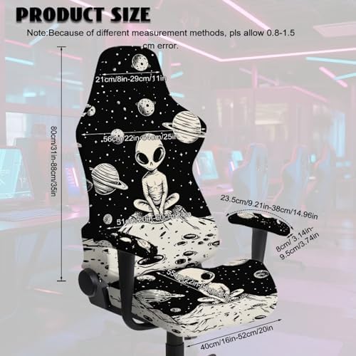 Gaming Chair Cover Stretchable Out Space Alien Computer Desk Chair Cover with Armrest Covers,4Pc/Set Soft Non Slip Office Chair Covers Slipcovers