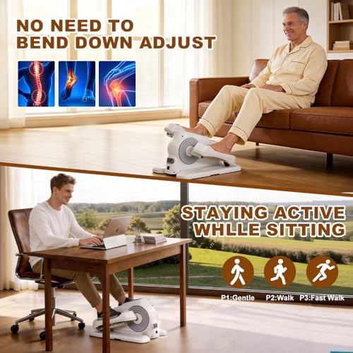 Under Desk Elliptical 12 Gear Adjustable Leg Exerciser for Seniors