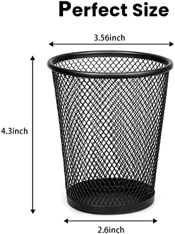 QYH Mesh Pencil Holder for Desk 6 Pack, Metal Pen Cup Black